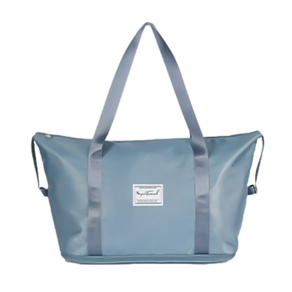 LACKUST Large Travel Tote, Expandable Gym Tote, Carry On, Overnight, Trolley Sleeve, Wet Pocket, For Women,Blue