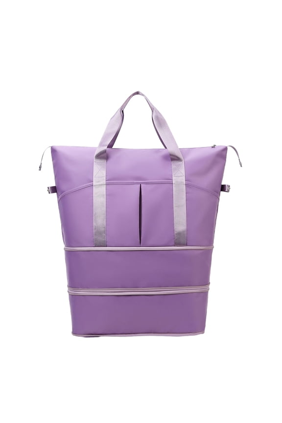 Large Travel Tote, Expandable Gym Tote, Carry On Overnight, Trolley Sleeve, Wet Pocket, Travel Duffel Bags,Purple