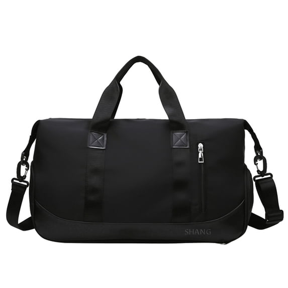 LACKUST Lightweight Sports Gym Bag, Travel Duffel, Wet Pocket & Shoe Compartment, For Men & Women,Black