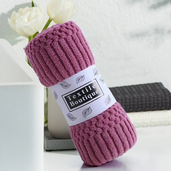 LACKUST Luxury Bath Towels,Coral Velvet Towel - Soft and Absorbent Household Towel - Warp Knitted with Auspicious Lattice Design,Purple