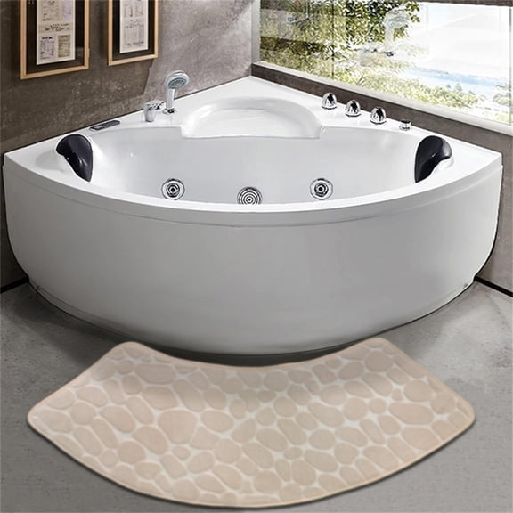 LACKUST Memory Foam Bathroom Rugs - Embossed Water-Absorbent Non-Slip Thick Soft and Comfortable Bath Mats and Rug Clearance,39.3x11.8in,Beige