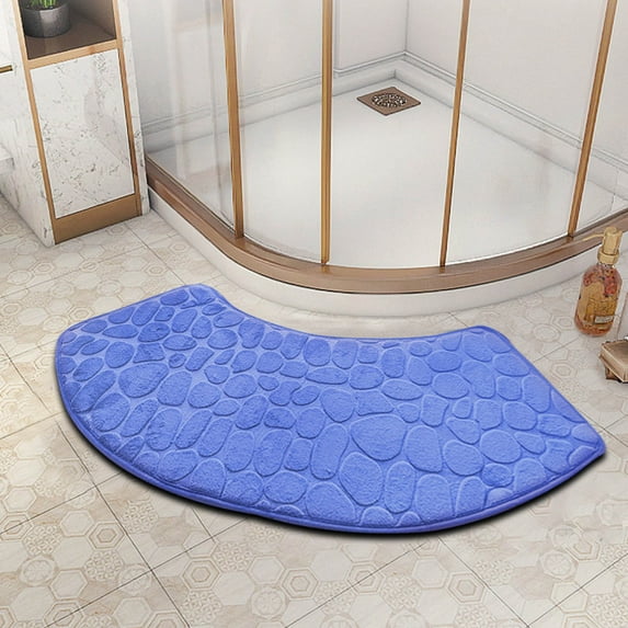 LACKUST Memory Foam Bathroom Rugs - Embossed Water-Absorbent Non-Slip Thick Soft and Comfortable Bath Mats and Rug Clearance,39.3x11.8in,Blue