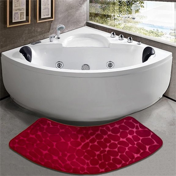 LACKUST Memory Foam Bathroom Rugs - Embossed Water-Absorbent Non-Slip Thick Soft and Comfortable Bath Mats and Rug Clearance,39.3x11.8in,Wine