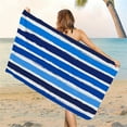 thumbnail image 1 of LACKUST Microfiber Beach Towel with Blue-White Stripes, Quick-Dry & Portable for Beach and Travel (70x150cm), 1 of 8