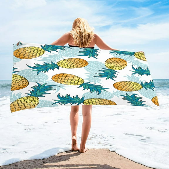 LACKUST Microfiber Pineapple Beach Towel - Oversized Quick-Dry Towel for Adults, Beach & Travel, 30x60 Inches