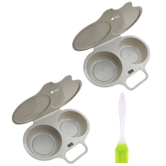 LACKUST Microwave Egg Cooker 2 Cavity Egg Poacher Non Stick Egg Maker Quick Breakfast Egg Steamer with Lid Portable Egg Tray for Home Kitchen Dorm