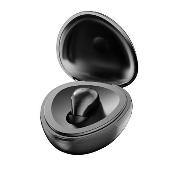 LACKUST Mini In-Ear Single Ear Bluetooth 5.4 Earbud, 8-Hour Playtime, Digital Display Charging Case, Low Latency, Type-C Charging - Black
