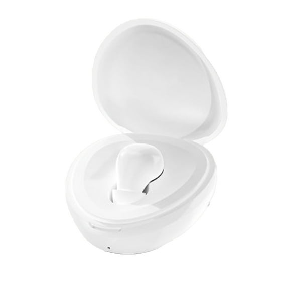 LACKUST Mini Single Ear Bluetooth Earbuds, Bluetooth 5.4 In-Ear Headphones with Low Latency, 8H Playtime, Charging Case & Digital Display, White - for Sports & Office