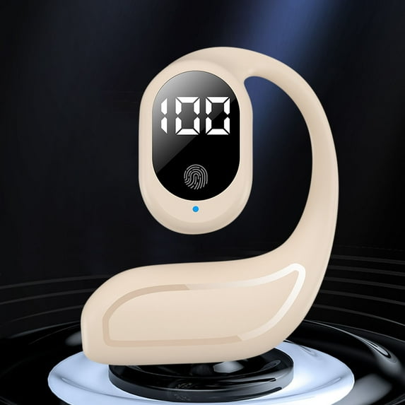 LACKUST New High Battery Life Wireless Bluetooth Earphones,Clearance Noise Cancelling Bluetooth Headphones for Kids,Digital Display,No In Ear,Sports Earphones,Beige