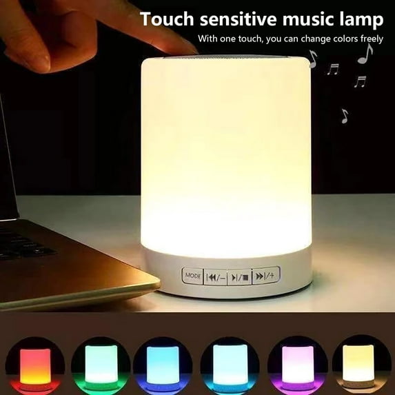 LACKUST Night Speaker Subwoofer Portable Touch-color Changing Colorful Clapping Bluetooth Sound Brightness Three Gear Adjustment,White