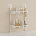 thumbnail image 1 of LACKUST No Drill Bathroom Storage Rack, 2 Tier Wall Mounted Organizer with Hooks, Tool-Free White Plastic Shelf for Over Sink Kitchen/Bathroom, 1 of 5