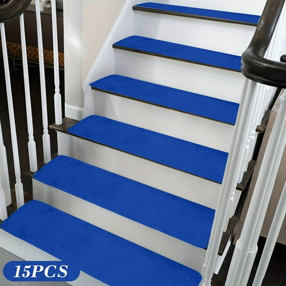 LACKUST Non Slip Stair Treads 15 Pack, 8x30 Inch Carpet Stair Mats for Wood Steps, Indoor Slip Resistive Runner Rug, Washable & Reusable