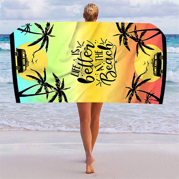 LACKUST Non-Woven Beach Towel - Retro Design Sand-Resistant for Outdoor, Long Beach Towel