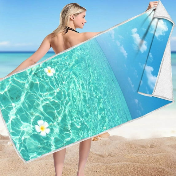 LACKUST Ocean Sky Beach Towel Quick-Dry Sand-Proof 75x150cm for Yoga & Outdoor