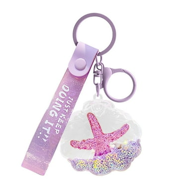 LACKUST Ocean-Themed Keychain Accessory Set,Clearance Keychains Rings for Keys for Men Women for Car,Includes Seashell Pendant,Purple