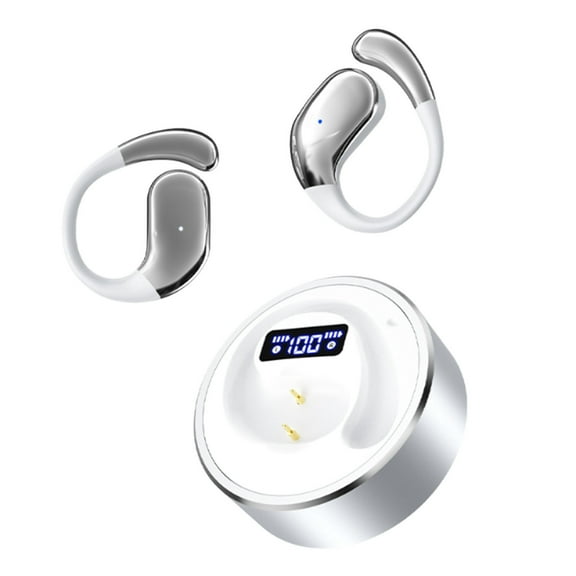 LACKUST Open Ear Bluetooth Headphones, OWS Secure Fit Wireless Earbuds - Pain-Free for Running, Sports with Clear Calls - White