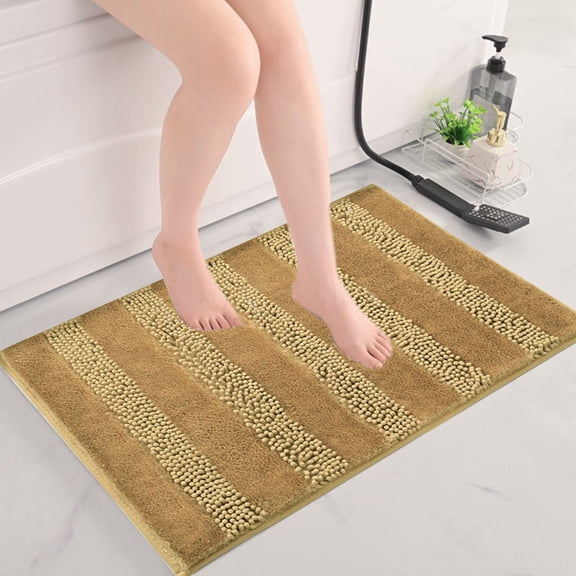 LACKUST Pearl Yarn Bathroom Rugs - Non-Slip Water-Absorbent Bath Mat and Rug for Toilet and Bathroom,23.6x15.7in,Yellow