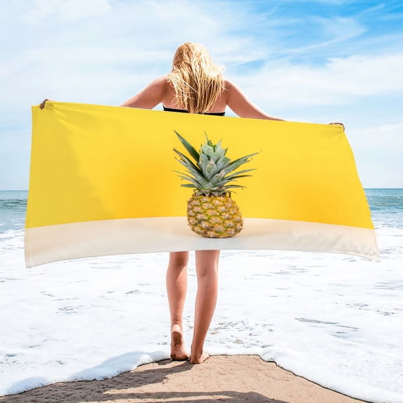 LACKUST Pineapple Print Beach Towel - Lightweight Sand-Resistant Towel for Outdoor & Leisure, 30x60 Inches