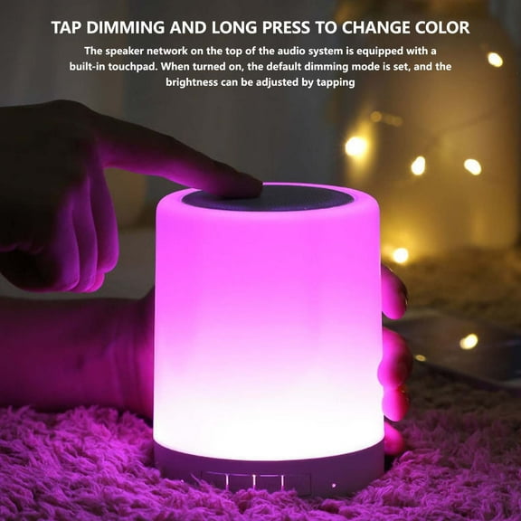 LACKUST Portable Mini Bluetooth Speaker with LED Night Light, IPX7 Waterproof Touch Control, 10m Range, 6H Playtime - Bedside/Bathroom Outdoor Gift