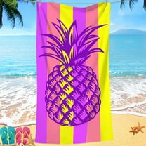 LACKUST Purple Pineapple Beach Towel - Quick-Dry Sandproof 140x70cm Microfiber for Travel & Camping