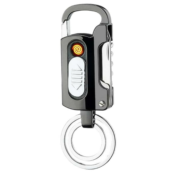 LACKUST Rechargeable LED Lighter Keychain,Clearance Keychains Rings for Keys for Men Women for Car,Transparent Design, Outdoor Windproof,Black