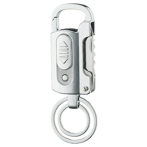 LACKUST Rechargeable LED Lighter Keychain,Clearance Keychains Rings for Keys for Men Women for Car,Transparent Design, Outdoor Windproof,Silver