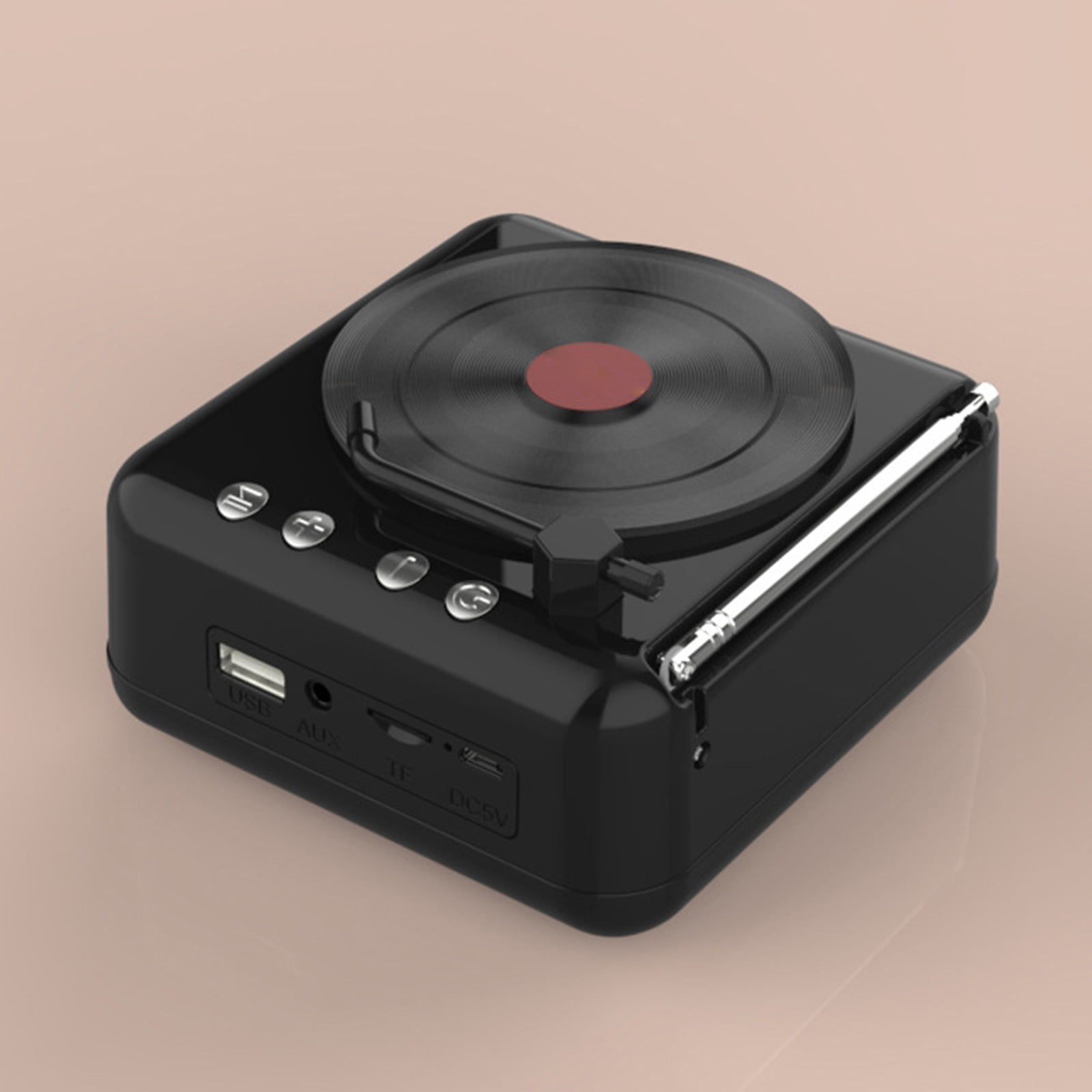LACKUST Record Player Wireless Bluetooth Sound Retro Creatives Mini Portable Card Insert Small Speaker Subwoofer Gift,Black