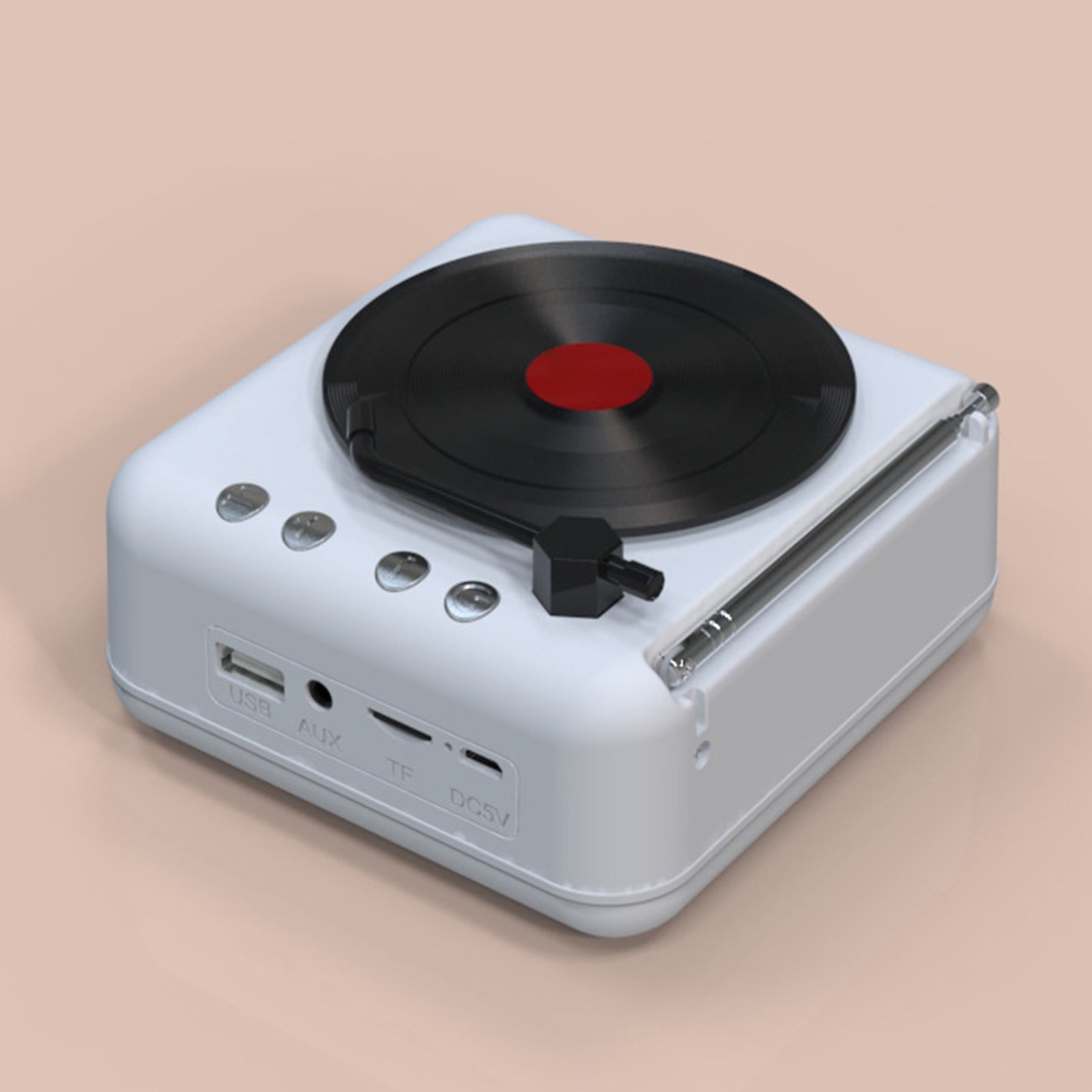LACKUST Record Player Wireless Bluetooth Sound Retro Creatives Mini Portable Card Insert Small Speaker Subwoofer Gift,White