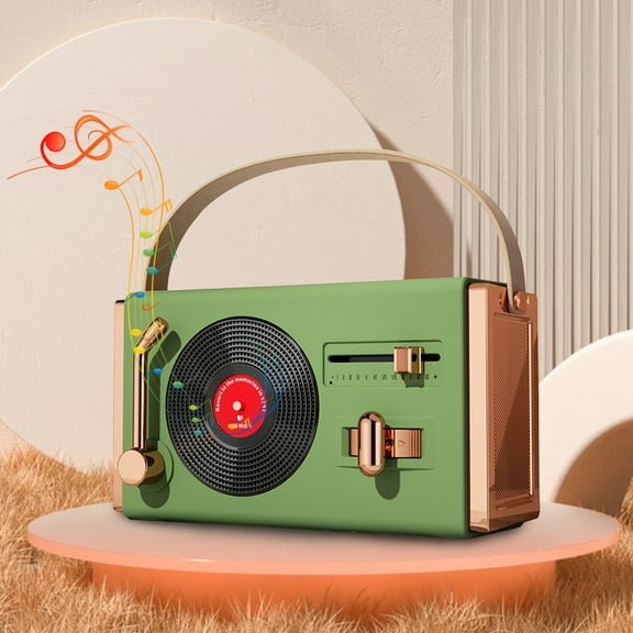 LACKUST Retro Bluetooth Stereo Portable Outdoor Home Stereo Classical Portable Plug-in U Disk Stereo,Green