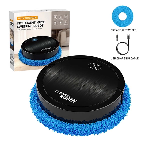 LACKUST Robot Pet Hair Vacuum,Smart Sweeping Robot Sweeping And Mopping Rechargeable Cleaning Machine Mini Vacuum Cleaner,Black