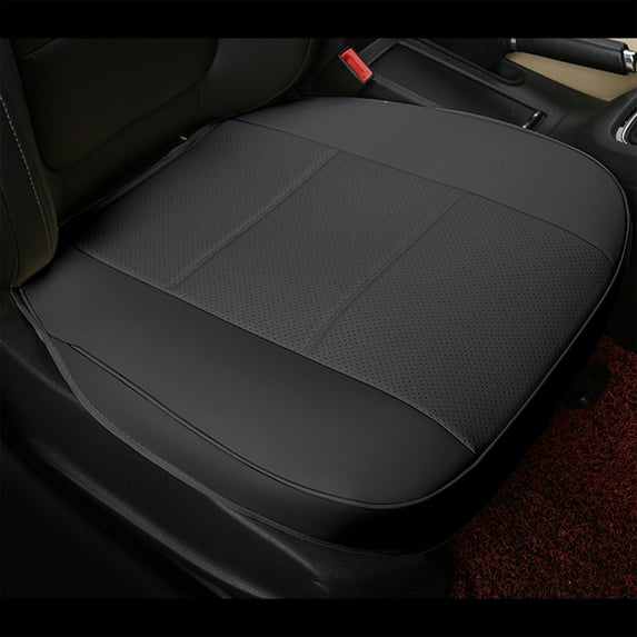 LACKUST Seat Cushion,Artificial Leather Car Seat Cushions for Short People,Car Seat Cushion Pad for Front Seats Driving Back and Butt Pain,Black