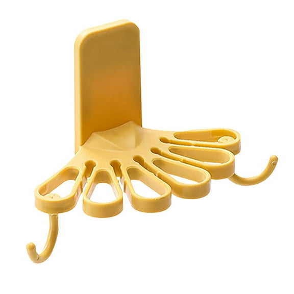 LACKUST Shower Hook,Wall-Mounted Seamless Sticker Pattern Bathroom Towel Clip Silk Scarf,Yellow