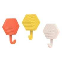 LACKUST Shower Hooks for Loofah Clearance,Strong Adhesive Wall Hook for Kitchen Bathroom Door Behind,Traceless Adhesive Hook Non-porous,White,Yellow,Red