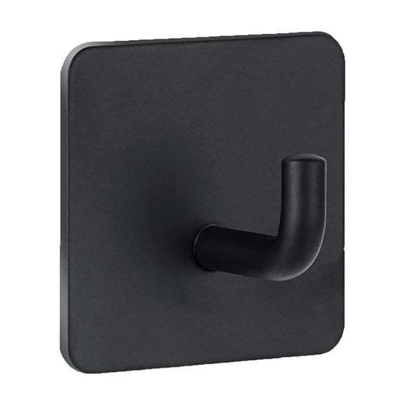 LACKUST Shower Hooks for Loofah,5Pcs Bathroom Kitchen Self Adhesive Hook Towel and Robe Brushed Stainless Steel,Black