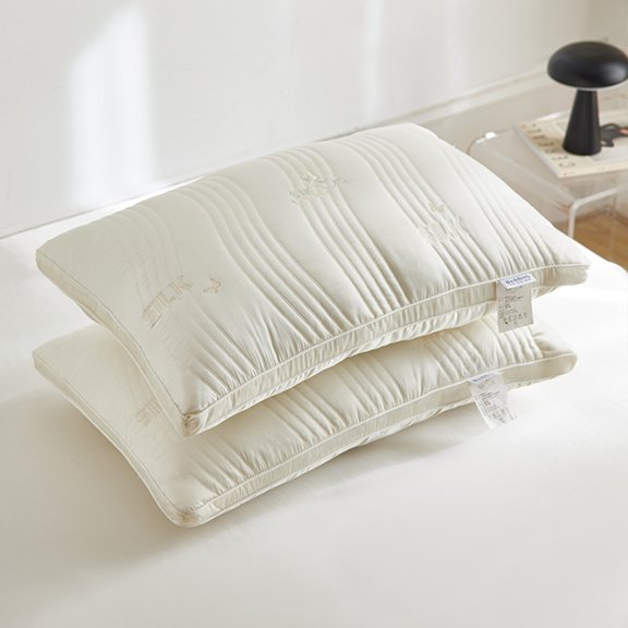 LACKUST Silk Pillow - Low Pillow, Pillow Soft Sleep Aid, Cervical Vertebrae Special Pillow, Adult Home Hotel,White