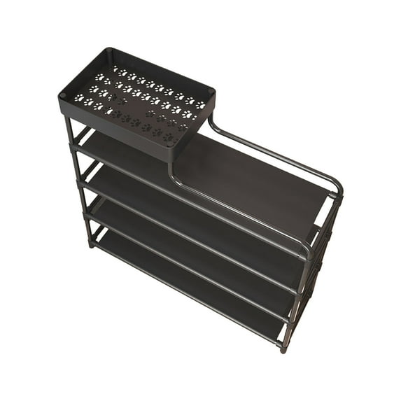 LACKUST Simple 4-Tier Black Shoe Rack, Dustproof Metal Frame Shoe Storage with Ventilation, Easy Assembly Space-Saving Entryway Organizer for Home Dorm