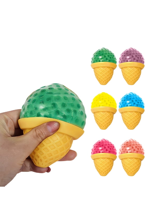 Slow Rising Stress Ball Desk Fidget Squishy for Adults Soft Tactile Ice Cream Squishy Toy Keychain Bag Charm Office Anxiety Relief Hand Strengthener