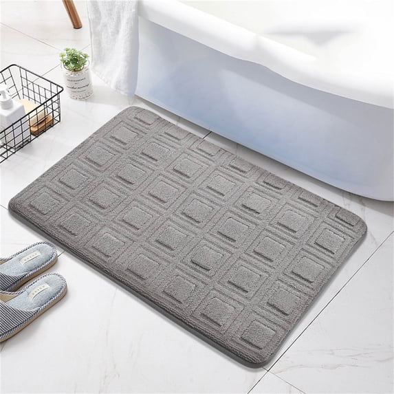 LACKUST Soft Thick Non Slip Bathroom Door Mat - Absorbent Velvet Slow Rebound Bath Mat for Outside Shower, PVC Backing 16"x24"