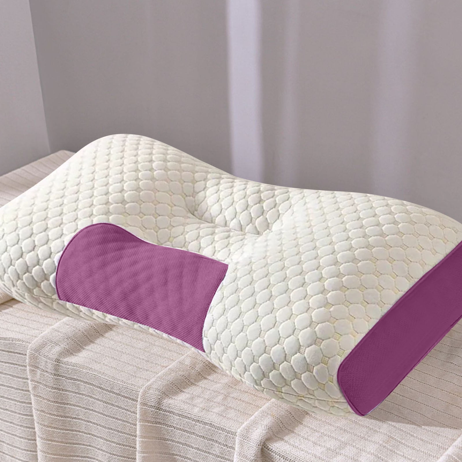 LACKUST Soft and Non Collapsing Core - Protects the Cervical Spine and Helps Sleep, Adult and Student Household Massage,Pink
