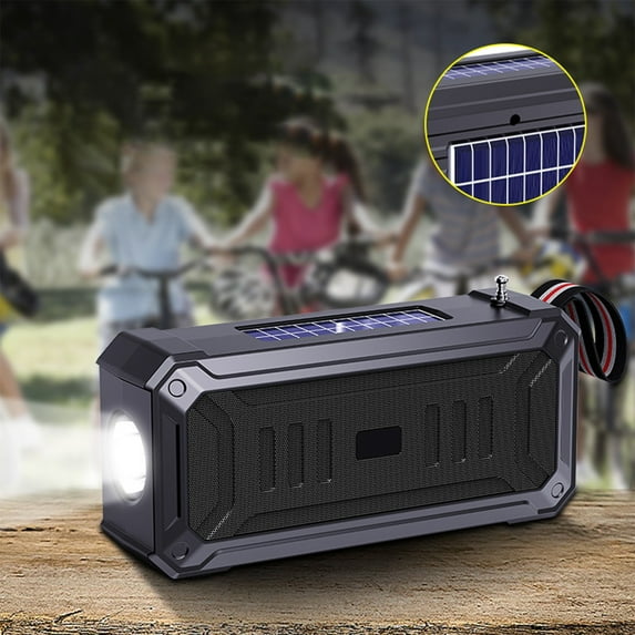 LACKUST Solar Bluetooth Speaker Portable Outdoor Bluetooth Speaker With Multifunctional Outdoor Flashlight Stereo Sound With Bass Home Wireless Speaker,Black