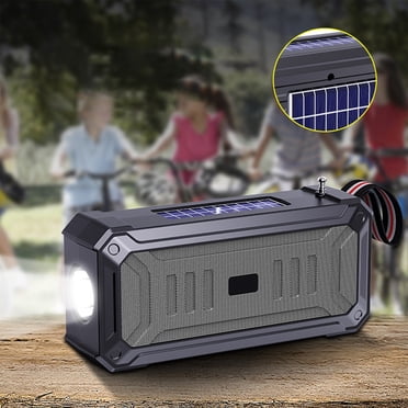 LACKUST Solar Bluetooth Speaker Portable Outdoor Bluetooth Speaker With Multifunctional Outdoor Flashlight Stereo Sound With Bass Home Wireless Speaker,Gray