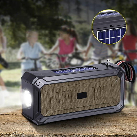 LACKUST Solar Bluetooth Speaker Portable Outdoor Bluetooth Speaker With Multifunctional Outdoor Flashlight Stereo Sound With Bass Home Wireless Speaker,Khaki