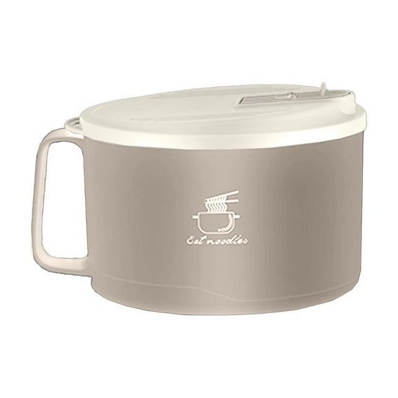 LACKUST Stainless Steel Instant Ramen Bowls,Large Ramen Bowl with Handles and Lids Instant Noodle Bowl for Student Dormitory Picnic Camping Home Kitchen Office,Khaki