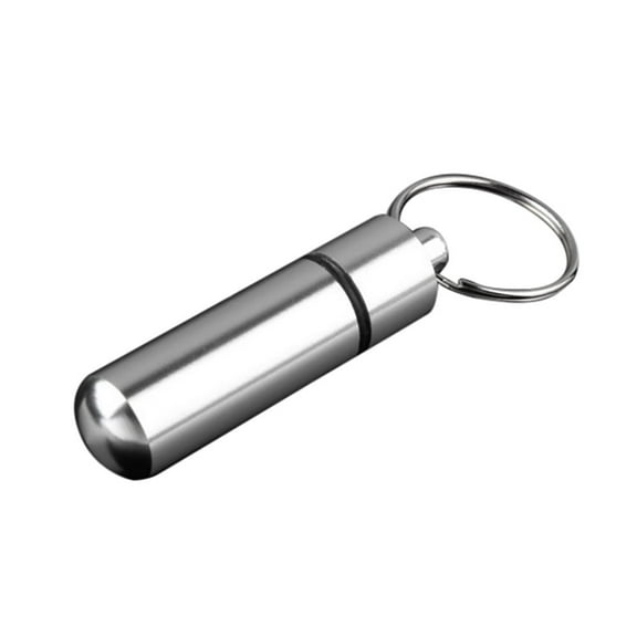 Yarino Stainless Steel Pill Box Key Chain,Clearance Keychains Rings for Keys for Men Women for Car,Portable Medicine Container,Silver