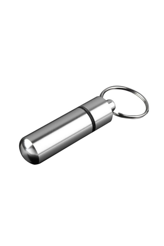 Stainless Steel Pill Box Key Chain,Clearance Keychains Rings for Keys for Men Women for Car,Portable Medicine Container,Silver
