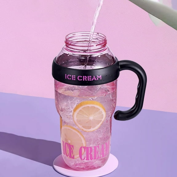 LACKUST Summer Large Capacity Water Bottle - 1200ml, Red, Reusable Plastic Bottle with Straw and Tea Divider