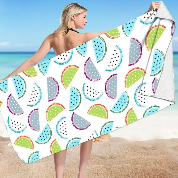 LACKUST Summer Watermelon Beach Towel - Sand-Resistant Quick-Dry Towel for Outdoor & Leisure, 30x60 Inches