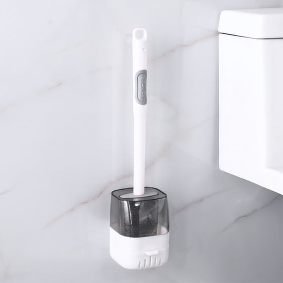 LACKUST Toilet Bowl Brush Cleaner and Caddy Holder Clearance,Floor Standing Bathroom Cleaning Toilet Bowl Brush with Ventilated Drying,White