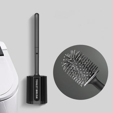 LACKUST Toilet Bowl Brush and Caddy Set Clearance,Long Handle Toilet Bowl Hard Bristles Brush Cleaning Set - Compact,Black