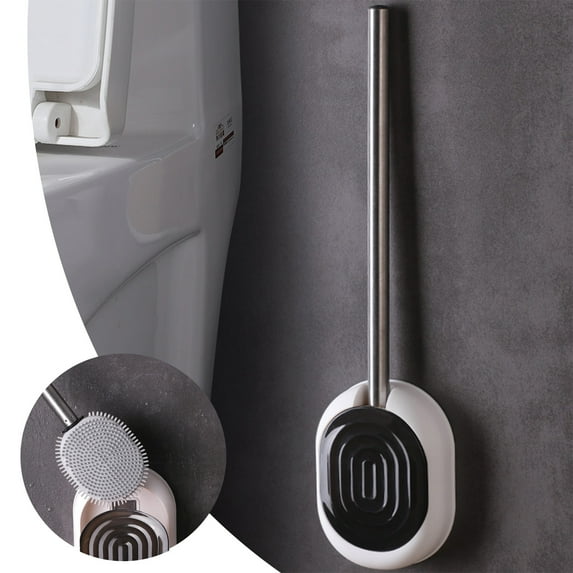 LACKUST Toilets Brush Caddy Sets Bathroom Cleaner Holder Clearance,Long Handle Compact Toilet Bristles Bowl Brush Kit,Black